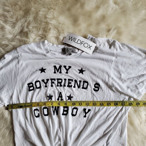 Wildfox My Boyfriends a Cowboy Tie-Front Tee Size M NWT - Picture 10 of 11